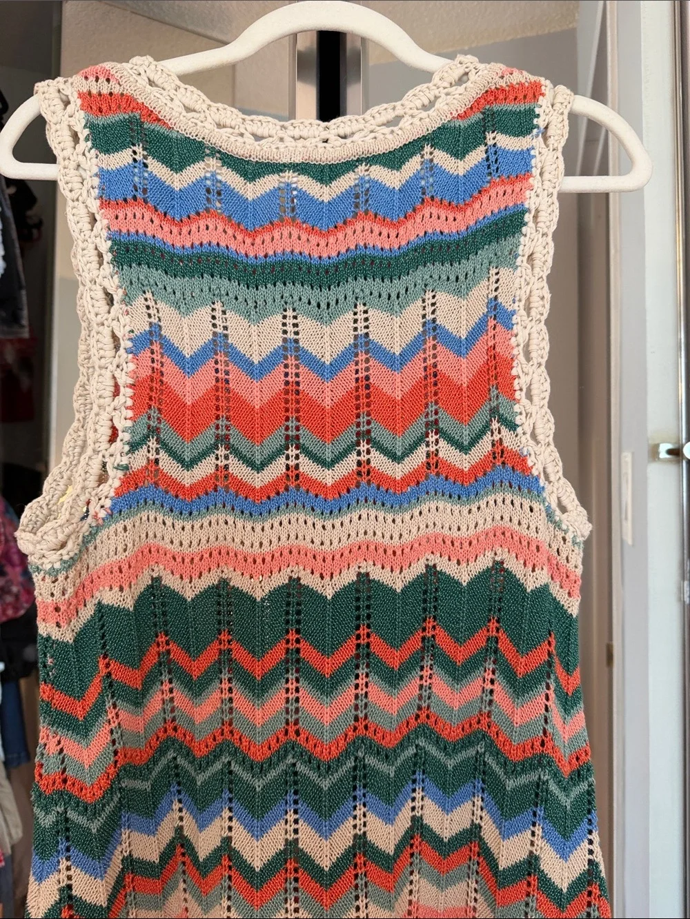 Free People Multicolor Chevron Crochet Mini Dress